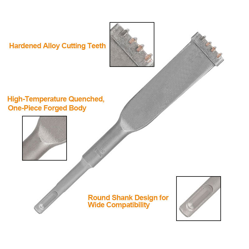 SDS Plus 4-Tooth Carbide Flat Chisel for Concrete, Tile & Brick