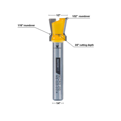 Dovetail 1/4" Shank 14° x 1/2" Router Bit – Precise Cuts, Roundovers & Efficient Chip