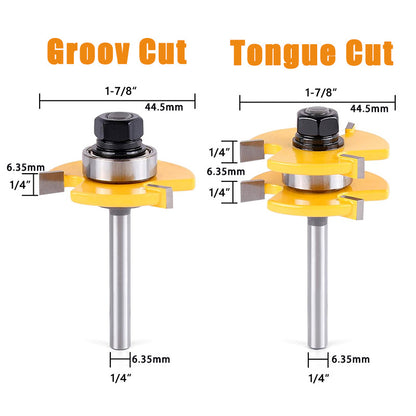 5 Pcs 1/4" Shank Cabinet Door Router Bit Set Panel Cutter Rail and Stile Rounded Edge Woodworking