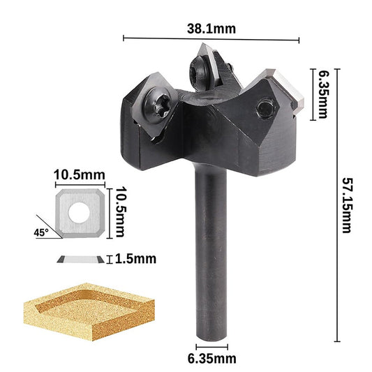 3 Wing Surface Planing Router Bit 45° Carbide Insert Slab Flattening Cutter for Woodworking