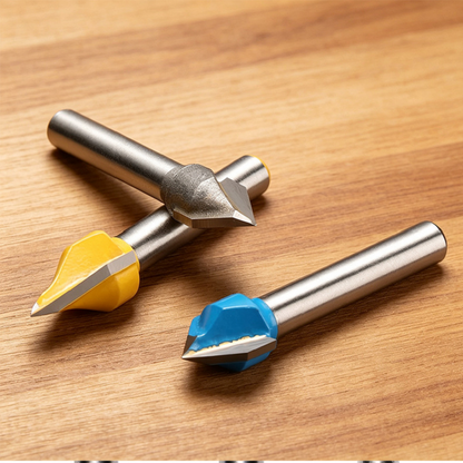 3 PCS V Groove Router Bit Set 60 & 90 Degree Carbide Tipped CNC Woodworking Engraving Bits