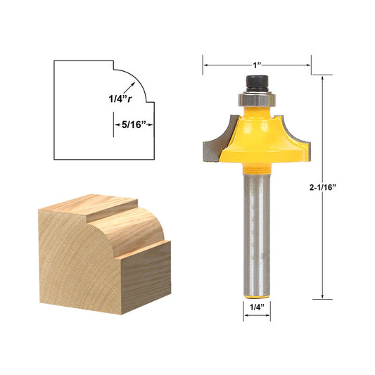 Round Over Beading Edging 1/4" Radius 1/4" Shank Router Bit