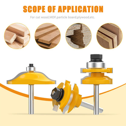 1/4" Shank Cabinet Door Router Bit Set – Tenon Cutter 1-5/8", Rail & Stile, Tongue & Groove for Cabinet Making