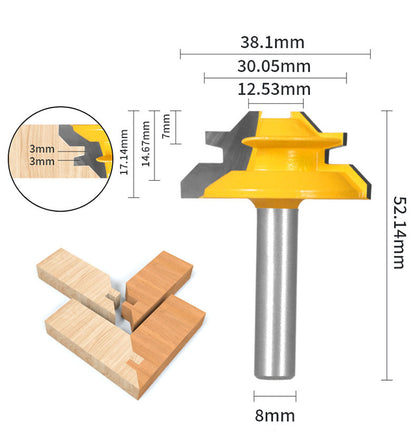 1PC or 3PCS 8mm Shank 45° Lock Miter Router Bit Tungsten Carbide Woodworking Milling Cutter