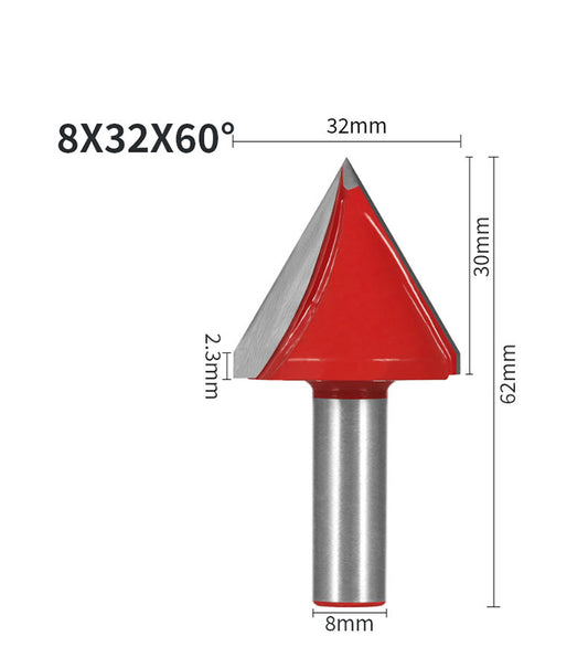 8mm Shank 32mm Blade V-Shaped Wood Router Bits, 3D CNC Engraving, Carving and Milling Cutter For Projects