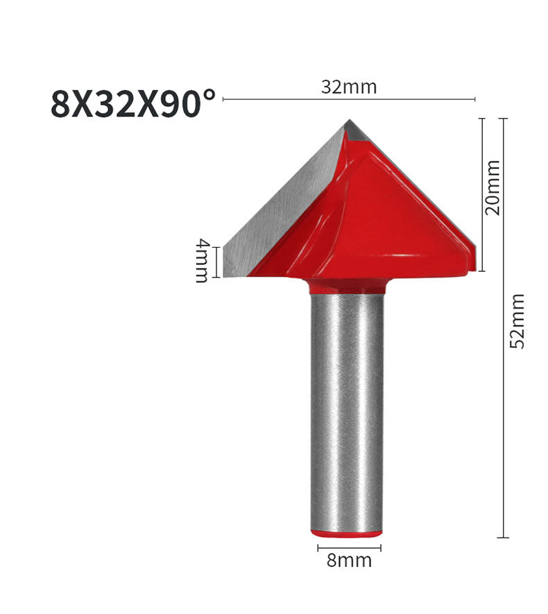 8mm Shank 32mm Blade V-Shaped Wood Router Bits, 3D CNC Engraving, Carving and Milling Cutter For Projects