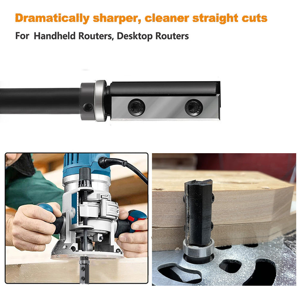 12mm Shank Flush Trim Router Bit CNC Wood with Replaceable Carbide Blades for wood