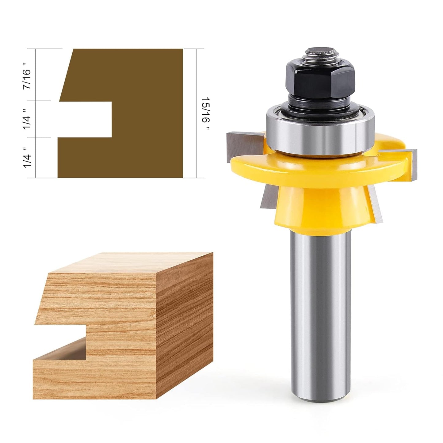 Shaker Rail & Stile 1/2" Shank Tongue & Groove Router Bit – Professional Woodworking Carbide Cutter