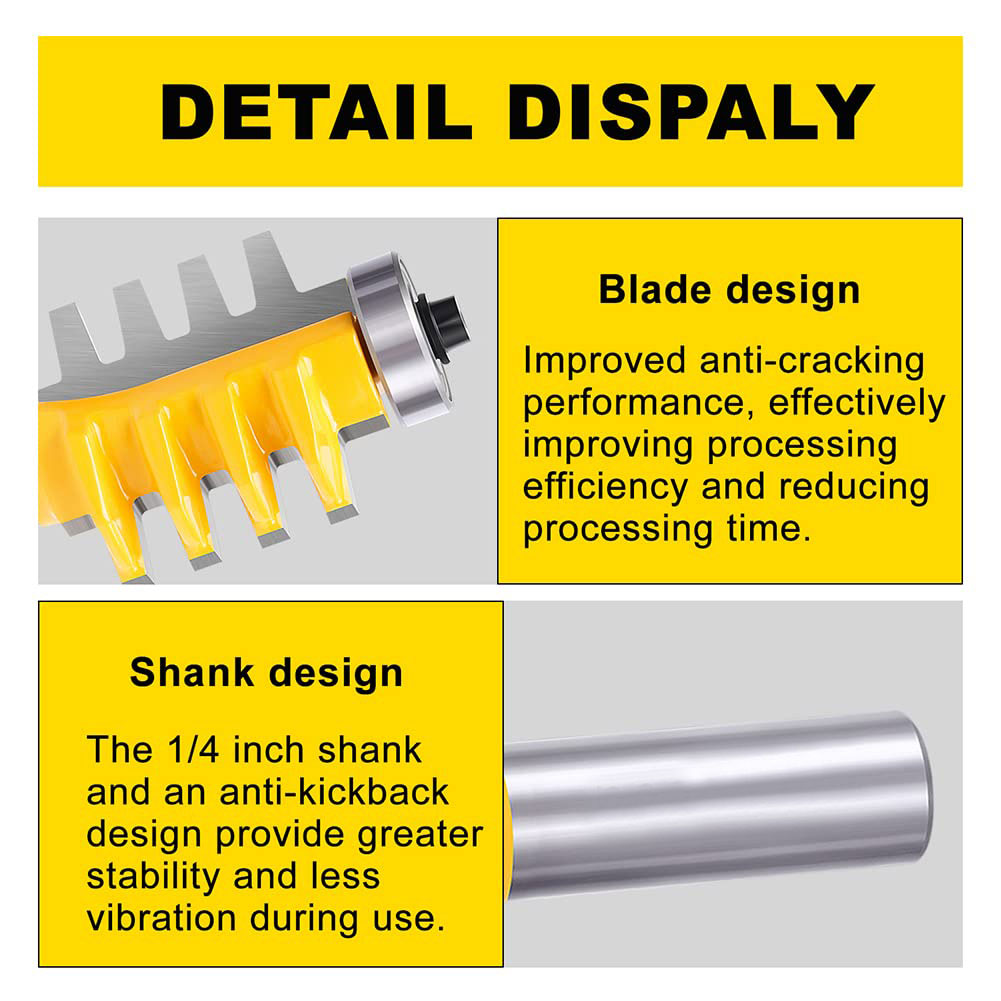 Reversible Finger Joint Router Bit 1/2" Shank Solid Carbide Joinery Cutter for Wood Doors Cabinets and Furniture