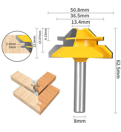 1PC or 3PCS 8mm Shank 45° Lock Miter Router Bit Tungsten Carbide Woodworking Milling Cutter