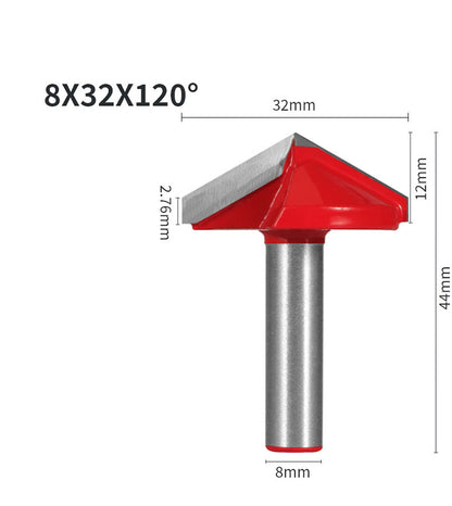 8mm Shank 32mm Blade V-Shaped Wood Router Bits, 3D CNC Engraving, Carving and Milling Cutter For Projects