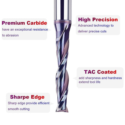 3/16" Spiral Upcut Router Bit, 1/4" Shank, Carbide with Extra Long Life Coating for Wood Mortises Carving and Engraving
