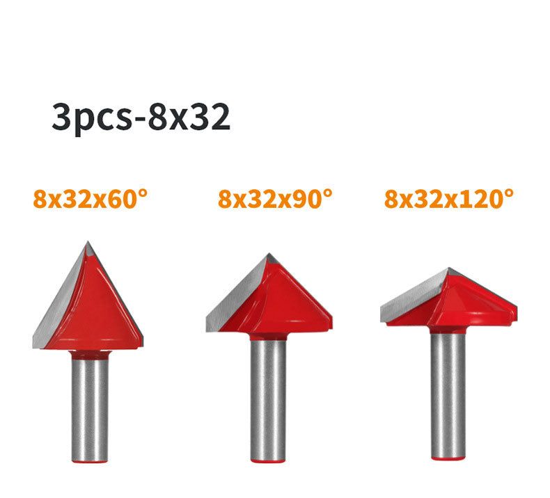 8mm Shank 32mm Blade V-Shaped Wood Router Bits, 3D CNC Engraving, Carving and Milling Cutter For Projects