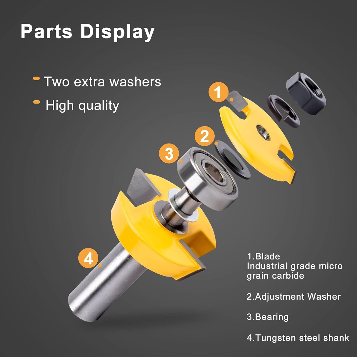 Shaker Rail & Stile 1/2" Shank Tongue & Groove Router Bit – Professional Woodworking Carbide Cutter