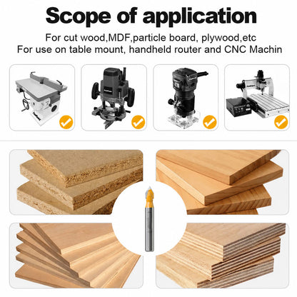 60 Degree V Groove Router Bit, 1/4" Shank, 1/4" Cutting Diameter, Carbide CNC Engraving Bit for Sign Making, Lettering & Wood Carving