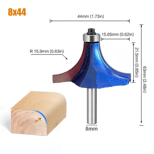 High Precision Tungsten Carbide Round Over and Chamfer Router Bit with Radius for Edge Trimming and Shaping