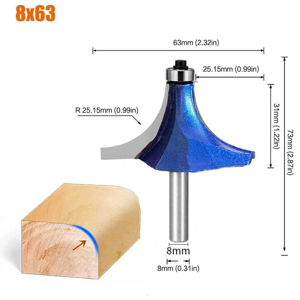 High Precision Tungsten Carbide Round Over and Chamfer Router Bit with Radius for Edge Trimming and Shaping