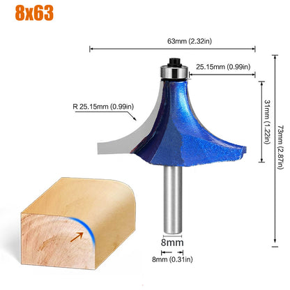 High Precision Tungsten Carbide Round Over and Chamfer Router Bit with Radius for Edge Trimming and Shaping