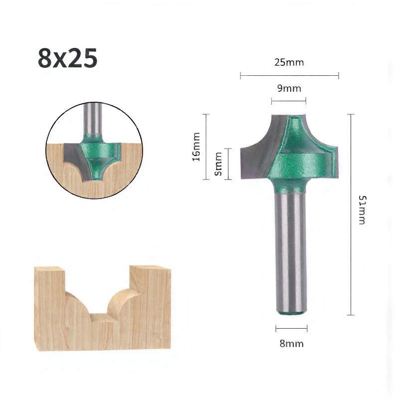 4PCS 8mm Shank Open End Carving Router Bit Set Carbide Milling Cutter for Wood Woodworking Tools