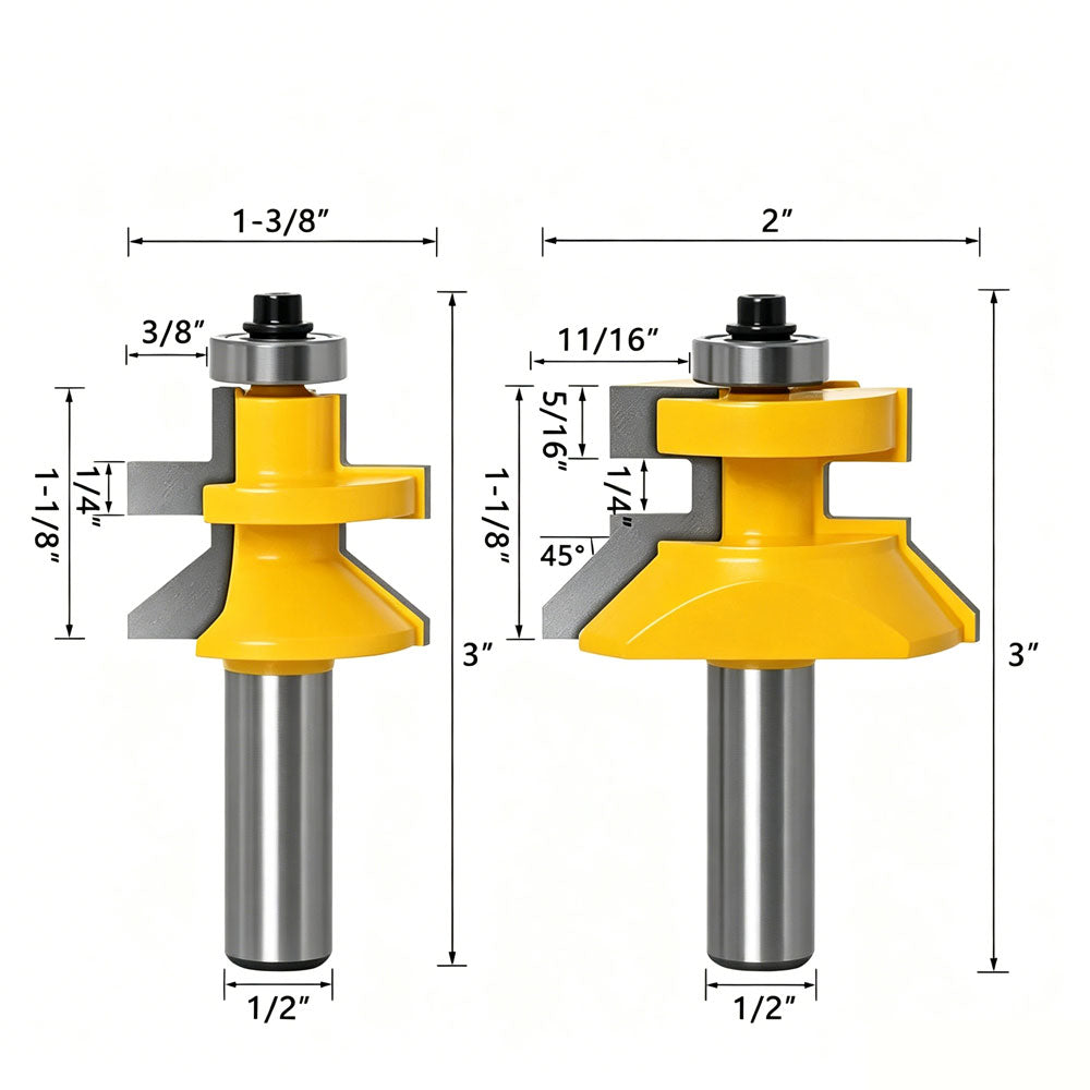 Matched Tongue and Groove Router Bit V-Notch Cutter 1/2-Inch Shank