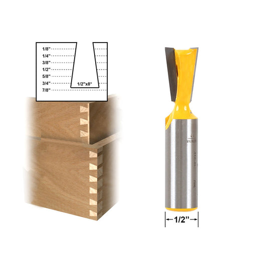 Dovetail 1/2" x 8° 1/2" Shank Router Bit