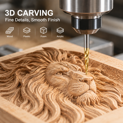 1/16" Tapered Ball Nose CNC Router Bit, ZrN Coated Solid Carbide End Mill for 3D Carving, 1/4" Shank