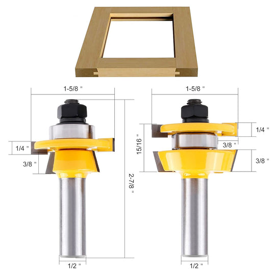 Shaker Rail & Stile 1/2" Shank Tongue & Groove Router Bit – Professional Woodworking Carbide Cutter