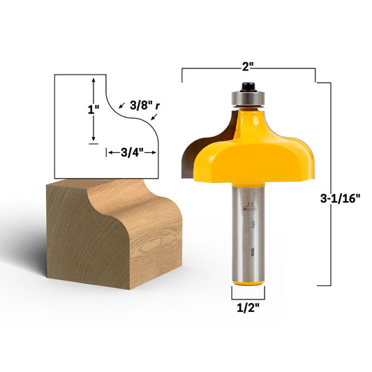 3/8" Radius Ogee Edge Forming 1/2" Shank Router Bit