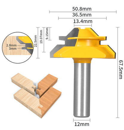 1PC or 3PCS 12mm Shank 45° Lock Miter Router Bit Tungsten Carbide Woodworking Milling Cutter