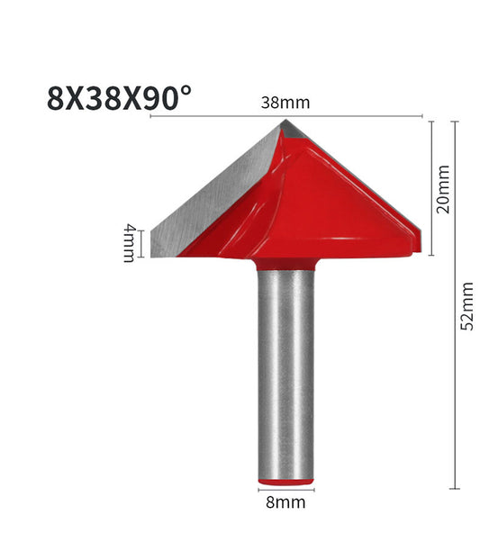 8mm Shank 38mm Blade V-Shaped Wood Router Bits, 3D CNC Engraving, Carving and Milling Cutter For Projects