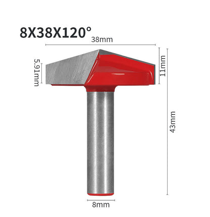 8mm Shank 38mm Blade V-Shaped Wood Router Bits, 3D CNC Engraving, Carving and Milling Cutter For Projects