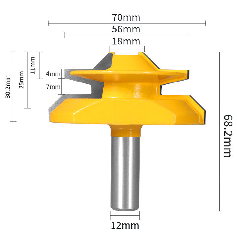 1PC or 3PCS 12mm Shank 45° Lock Miter Router Bit Tungsten Carbide Woodworking Milling Cutter