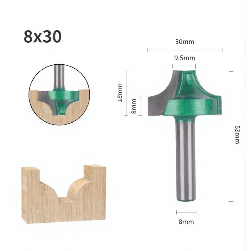 4PCS 8mm Shank Open End Carving Router Bit Set Carbide Milling Cutter for Wood Woodworking Tools
