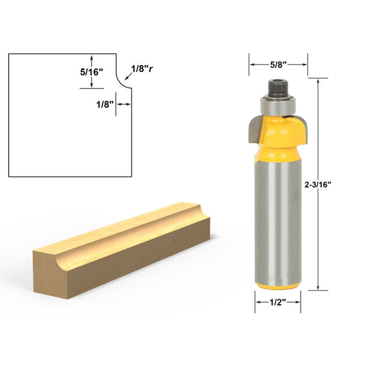 Cove Edging and Molding 1/8" Radius 1/2" Shank Router Bit