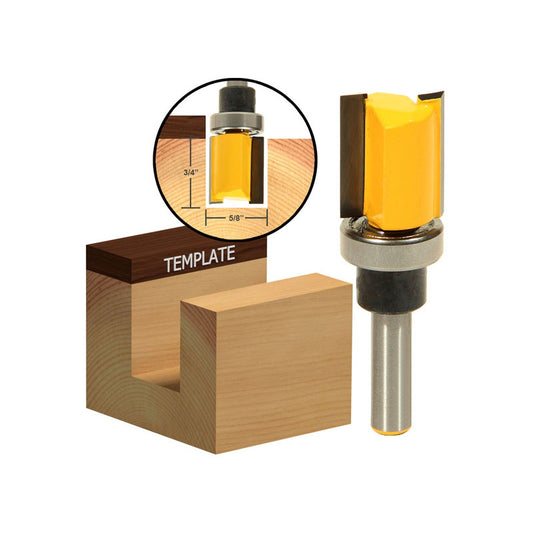 5/8" Diameter Flush Trim Template 1/4" Shank Router Bit