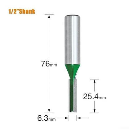 Straight Router Bit 1/2 and 1/4 Inch Shank Steel Milling Cutter for Woodworking Engraving and Trimming