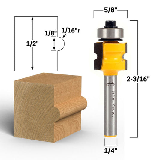 1/8" Bead Bullnose 1/4" Shank Router Bit