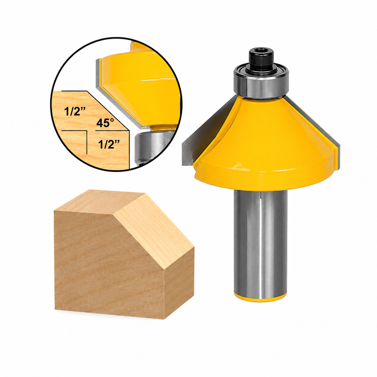 45° Chamfer/Bevel Edging Large 1/2" Shank Router Bit