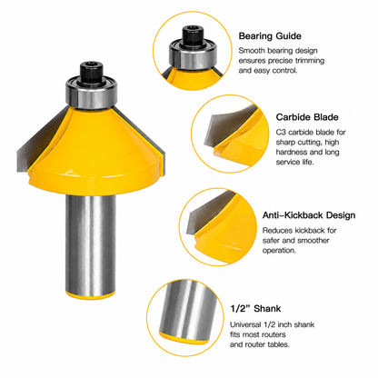 45° Chamfer/Bevel Edging Large 1/2" Shank Router Bit