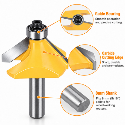 2PCS 45 Degree Chamfer Router Bit Set Carbide Tipped Edge Trimming Bits for Woodworking
