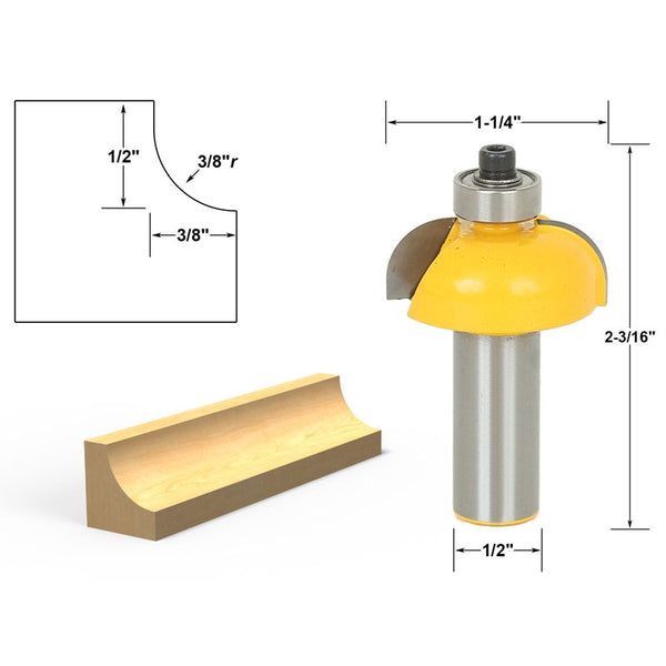 Convex Edging Router Bit Cove Edging and Molding 3/8