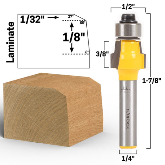 Micro Bevel No File Radius Trim 1/4" Shank Router Bit