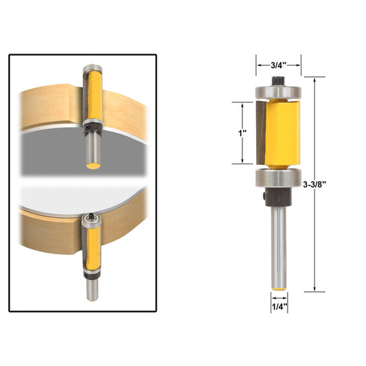 Flush Trim Top & Bottom Bearing 1"H X 1/4" Shank Router Bit