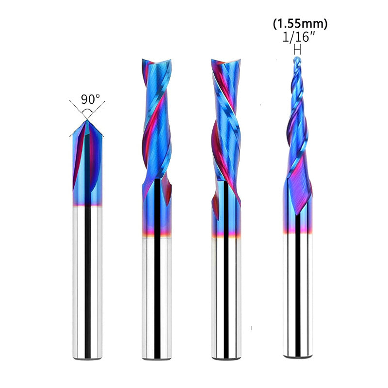 4PCS 1/4'' Shank Tungsten Carbide CNC Router Bits Set for Woodworking Carving Trimming V-Groove Engraving Sign Making Grooving Mortises