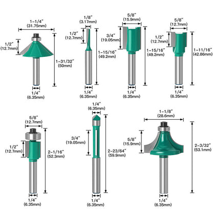 20 PCS 1/4”  Professional Carbide Milling Cutter Router Bits Set