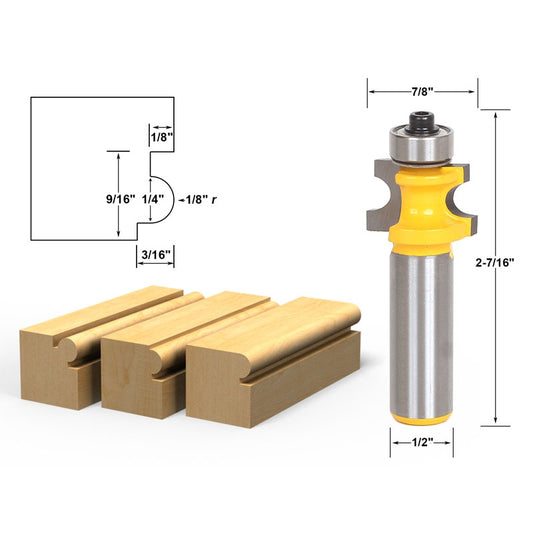 Bullnose Beading 1/8"r 1/4" Bead 1/2" Shank Router Bit