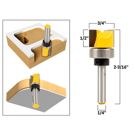 3/4" Flush Trim Template 1/4" Shank Router Bit