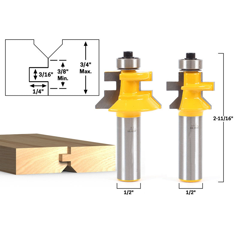 Mini Tongue & Groove V Notch Router Bit Set 1/2