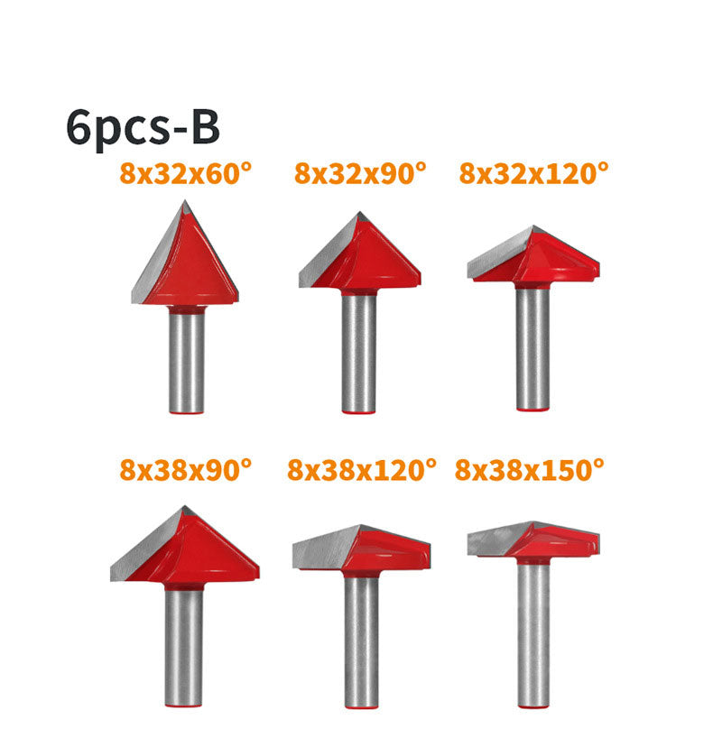 8mm Shank V-Shaped Wood Router Bits Set, 3D CNC Engraving, Carving and Milling Cutter for Woodworking