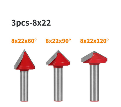 8mm Shank 22mm Blade V-Shaped Wood Router Bits, 3D CNC Engraving, Carving and Milling Cutter For woodworking